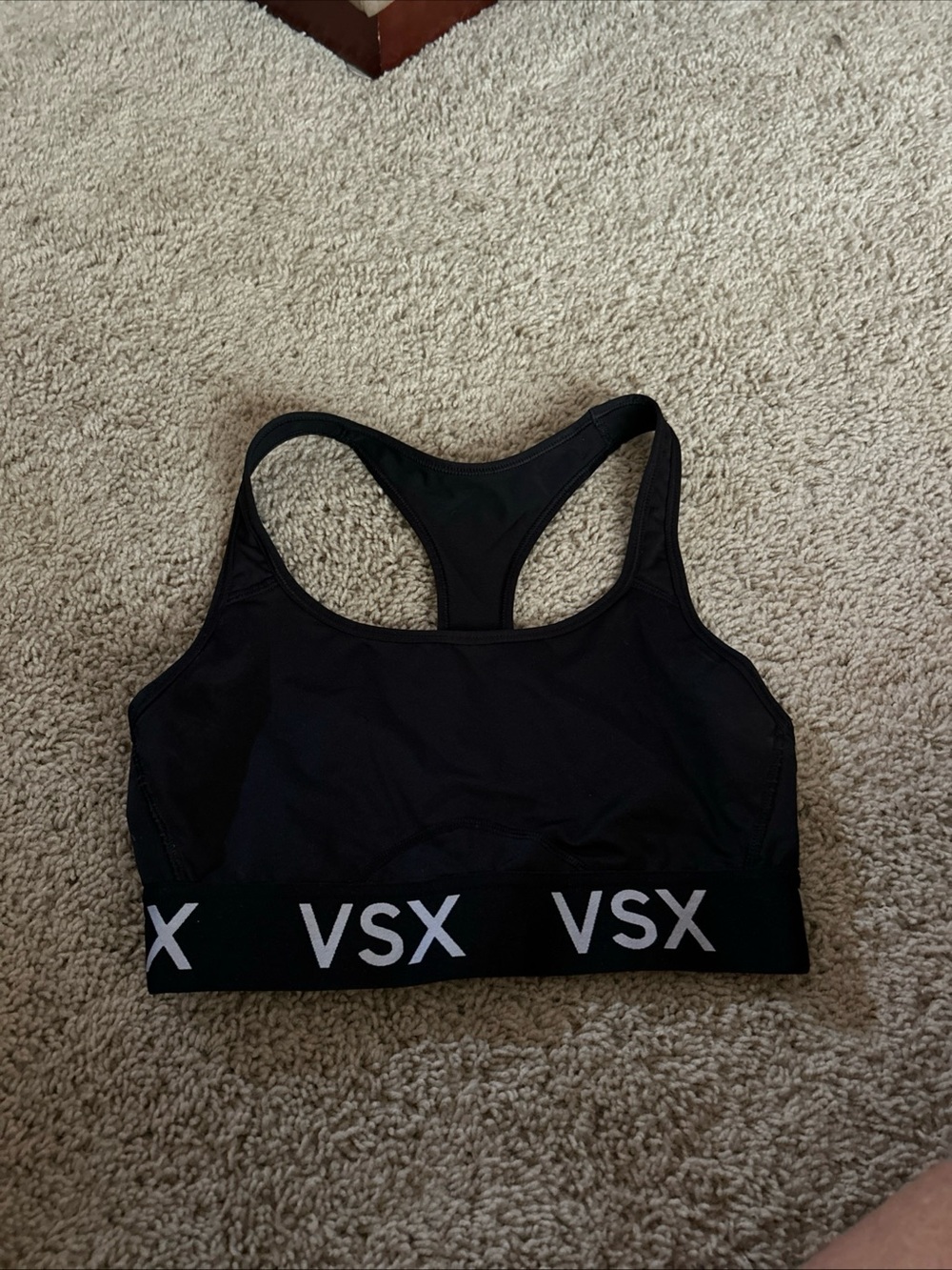 Victoria's Secret VSX Black Racerback Sports Bra with Logo Band